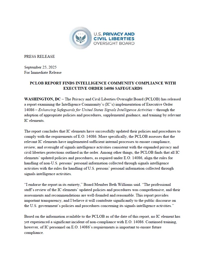 EO14086 Report Press Release - Executive Order 14086 Report Press Release