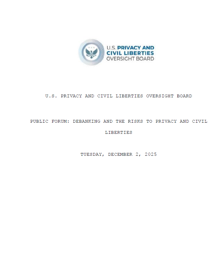 Debanking Forum – Transcript - Debanking Forum – Transcript