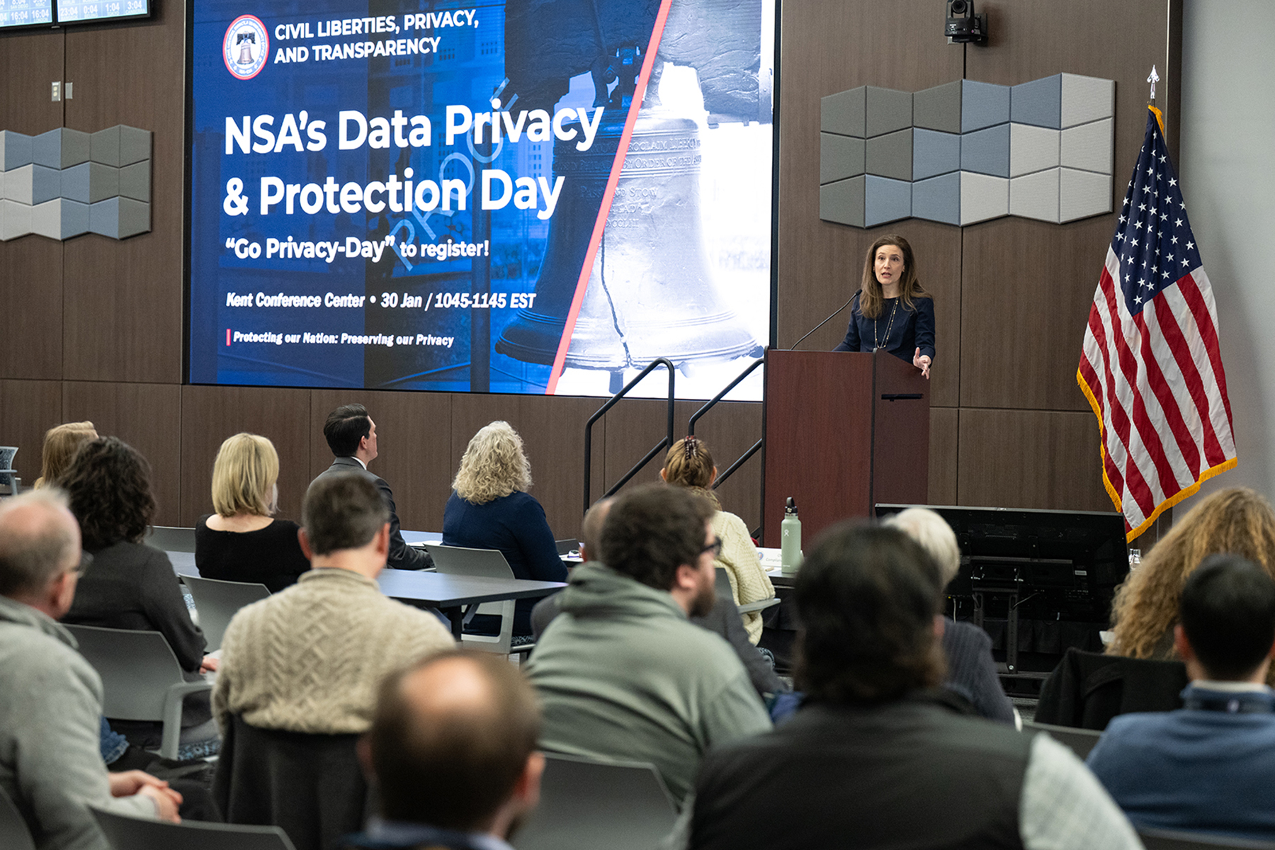 Picture of Board Member Beth A. Williams addressing the National Security Agency staff.